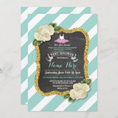 トゥトゥミント金ゴールドグリッターバレエベビーシャワー招待状 招待状 (正面/裏面)