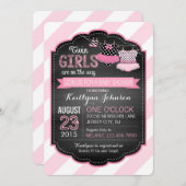 トゥトゥ&ストライプツインガールズベビーシャワー 招待状 (正面/裏面)