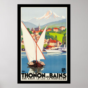 トゥノンレバンフランスのトラベルヨーロッパ ポスター