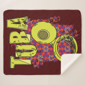 トゥバカラフル文字とパターン シェルパブランケット (正面(横))