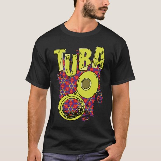 トゥバカラフル文字とパターン Tシャツ (正面)