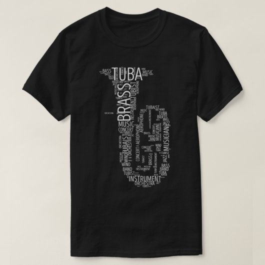 トゥバデザインワードクラウドfor a Tuba Player Tシャツ (デザイン正面)
