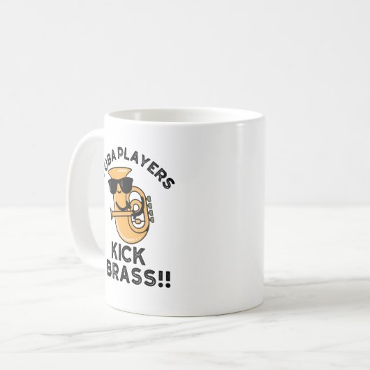 トゥバプレーヤーキック真鍮おもしろい音楽パン コーヒーマグカップ (正面左)