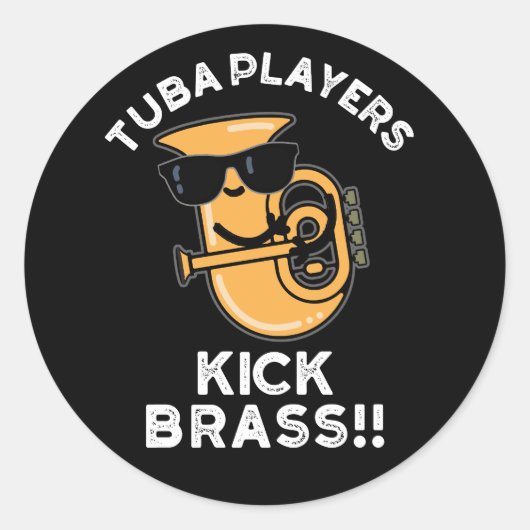 トゥバプレーヤーキック真鍮おもしろい音楽プンダークBG ラウンドシール (正面)