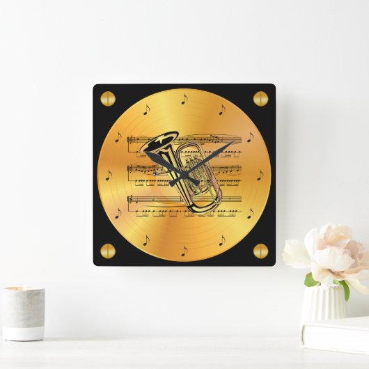 トゥバ~音楽をシート化~金ゴールド~を録音 スクエア壁時計 (ホーム)