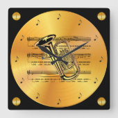 トゥバ~音楽をシート化~金ゴールド~を録音 スクエア壁時計 (正面)