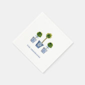 トゥピアリーインブルー&ホワイトポットパーティー スタンダードカクテルナプキン (角)