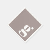 トゥペモノグラムのブラウンのミニマルイニシャル スタンダードカクテルナプキン (角)