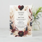 トゥマルーン伝統的秋カップル結婚ブルゴーニュ 招待状 (スタンド正面)