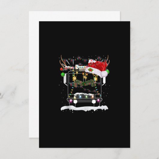 トゥメリークリスマス消防車の衣装トナカイさん 招待状 (正面/裏面)