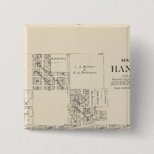 トゥラレ郡ハンフォード 缶バッジ (正面)