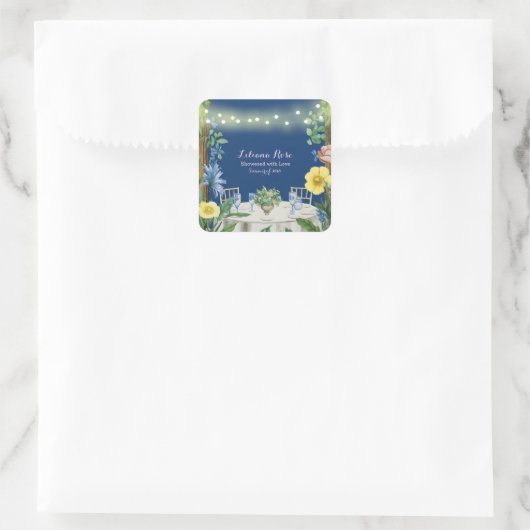 トゥリンライツブルーフローラガーデンブライダルシャワー スクエアシール (バッグ)