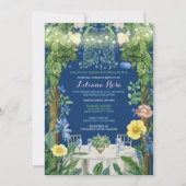 トゥリンライツブルーフローラガーデンブライダルシャワー 招待状 (正面)