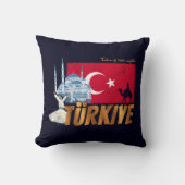 トゥルキイェイイスタンブールヴィンテージ国旗トルコ土産 クッション (正面)