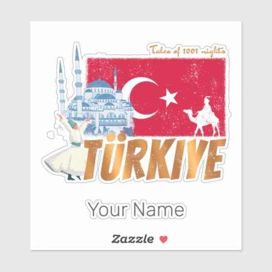 トゥルキイェイイスタンブールヴィンテージ国旗トルコ土産 シール (シート)
