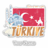 トゥルキイェイイスタンブールヴィンテージ国旗トルコ土産 シール (正面)