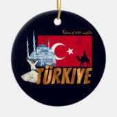 トゥルキイェイイスタンブールヴィンテージ国旗トルコ土産 セラミックオーナメント (正面)