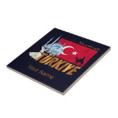 トゥルキイェイイスタンブールヴィンテージ国旗トルコ土産 タイル (側面)