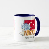 トゥルキイェイイスタンブールヴィンテージ国旗トルコ土産 マグカップ (正面右)