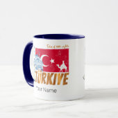 トゥルキイェイイスタンブールヴィンテージ国旗トルコ土産 マグカップ (正面左)
