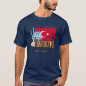 トゥルキイェイイスタンブールヴィンテージ国旗トルコ土産 Tシャツ (正面)