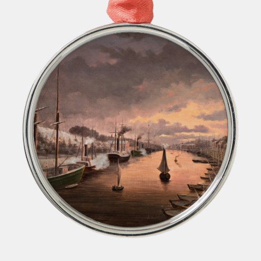 トゥルクの川のオーラの眺め メタルオーナメント (正面)