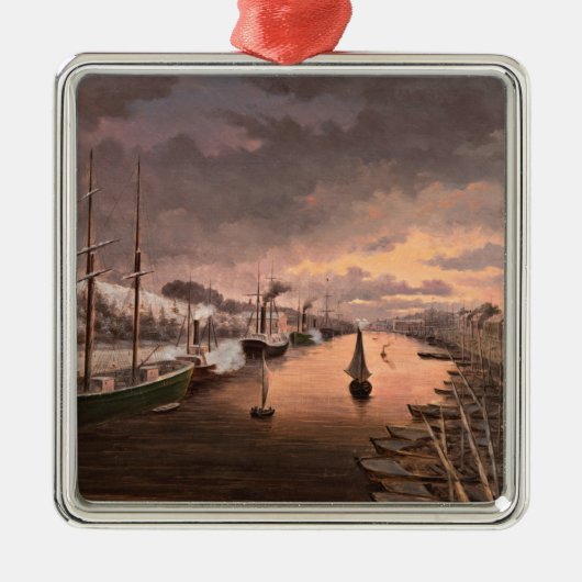 トゥルクの川のオーラの眺め メタルオーナメント (正面)