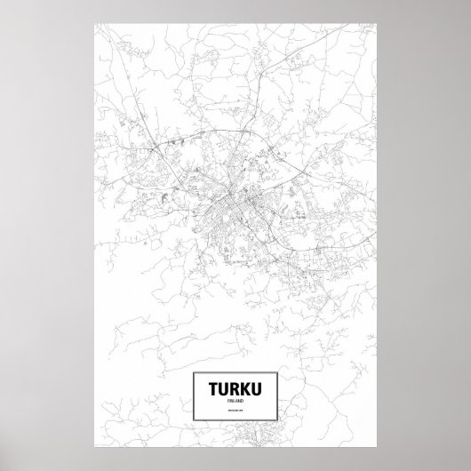 トゥルク, フィンランド (白地に黒) ポスター (正面)