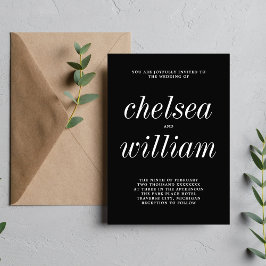 トゥルシンプル2ブラックシンプルミニマル結婚リスト 招待状