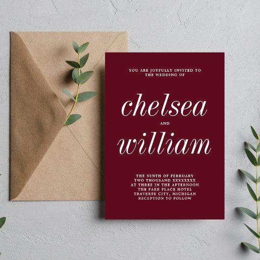 トゥルシンプル2ローズウッドミニマル結婚リスト 招待状