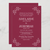 トゥルシンプル6クラレットフローラ結婚式招待状 招待状 (正面/裏面)