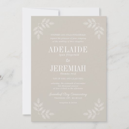 トゥルシンプル6フローラオイスター結婚式招待状 招待状 (正面)