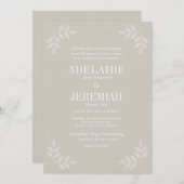 トゥルシンプル6フローラオイスター結婚式招待状 招待状 (正面/裏面)