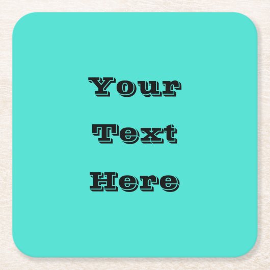 トゥルターコイズブルーグリーン南西無地の色 スクエアペーパーコースター (正面)