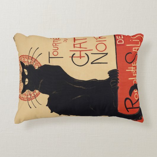 トゥルネデュチャットノワールヴィンテージブラックキャットアールヌーボー アクセントクッション (正面)
