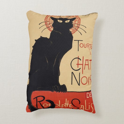トゥルネデュチャットノワールヴィンテージブラックキャットアールヌーボー アクセントクッション (裏面(縦))