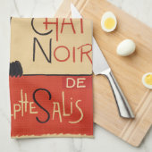 トゥルネ・デュ・シャ・ノワール ヴィンテージ 黒猫 アール・ヌーヴォー キッチンタオル (四つ折り)