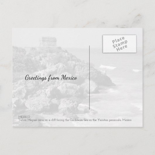 トゥルムマヤ遺跡シーンメキシコ旅行記念品 ポストカード (裏面)