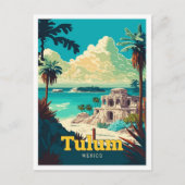トゥルムメキシコトラベルアートヴィンテージイラストレーション ポストカード (正面)