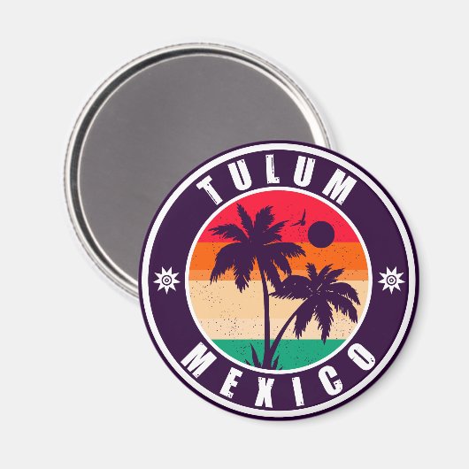 トゥルムメキシコパームツリーズヴィンテージ旅行記念品 マグネット (正面/裏面)