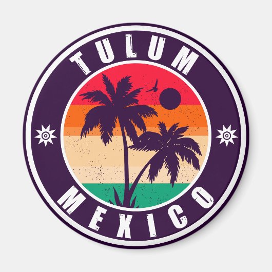 トゥルムメキシコパームツリーズヴィンテージ旅行記念品 マグネット (正面)