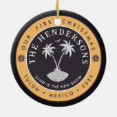 トゥルムメキシコパームツリーヴィンテージトラベル土産 セラミックオーナメント (裏面)