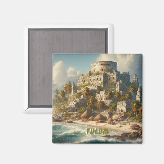 トゥルムメキシコランドスケープヴィンテージトラベル マグネット (正面/裏面)