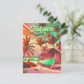 トゥルムユカタンメキシコビーチウォーターカラーサンセット ポストカード (スタンド正面)