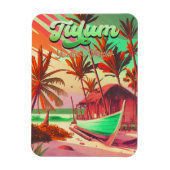 トゥルムユカタンメキシコビーチウォーターカラーサンセット マグネット (縦)