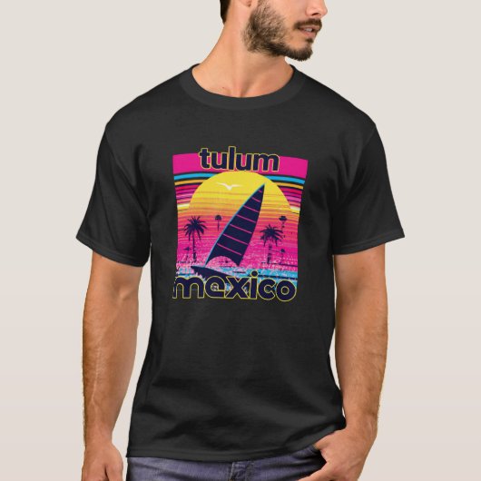 トゥルムレトロ80sスタイル土産ビーチ tシャツ (正面)