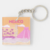 トゥルム，トラベルアート，レトロアート，ピンク，オレンジ キーホルダー (裏面)