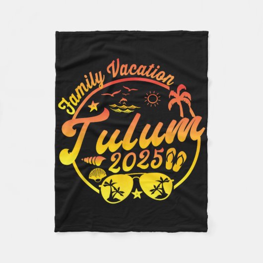 トゥルム メキシコ 家族旅行 2025 夏季 クルーズ マ フリースブランケット (正面)