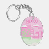 トゥルム,メキシコ,旅行アート,ア名門私立校風のート,ピンク キーホルダー (正面左)