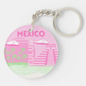 トゥルム,メキシコ,旅行アート,ア名門私立校風のート,ピンク キーホルダー (裏面)